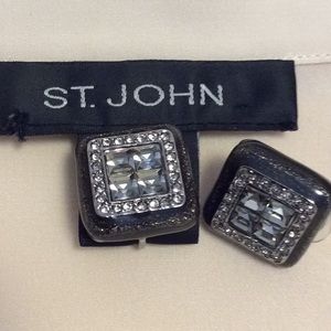 Beautiful St. John Clip Earrings with Crystals